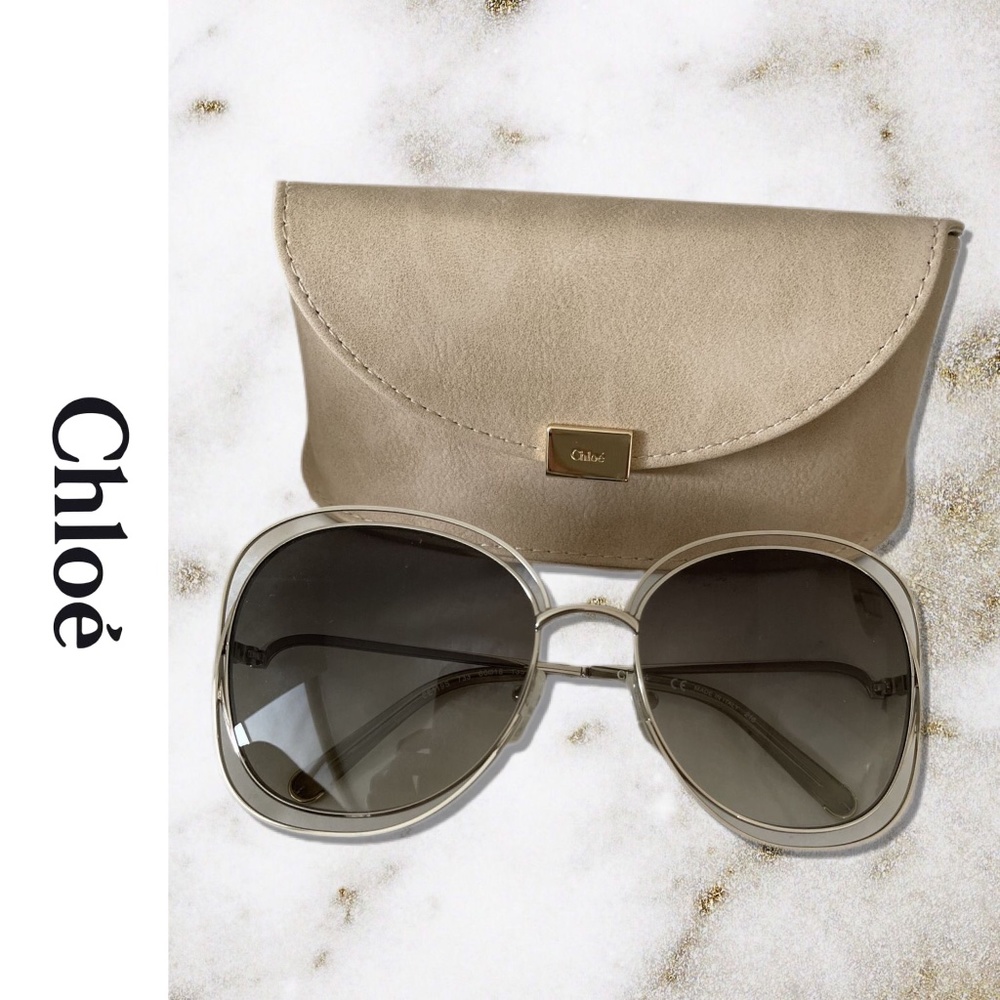 Chloé Carlina Squared Sunglasses CE126S Gold/Green